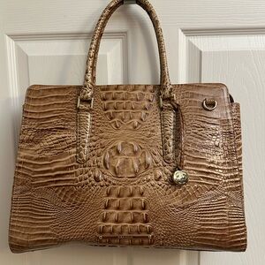 Brahmin Tan Crocodile-Embossed Tote Bag